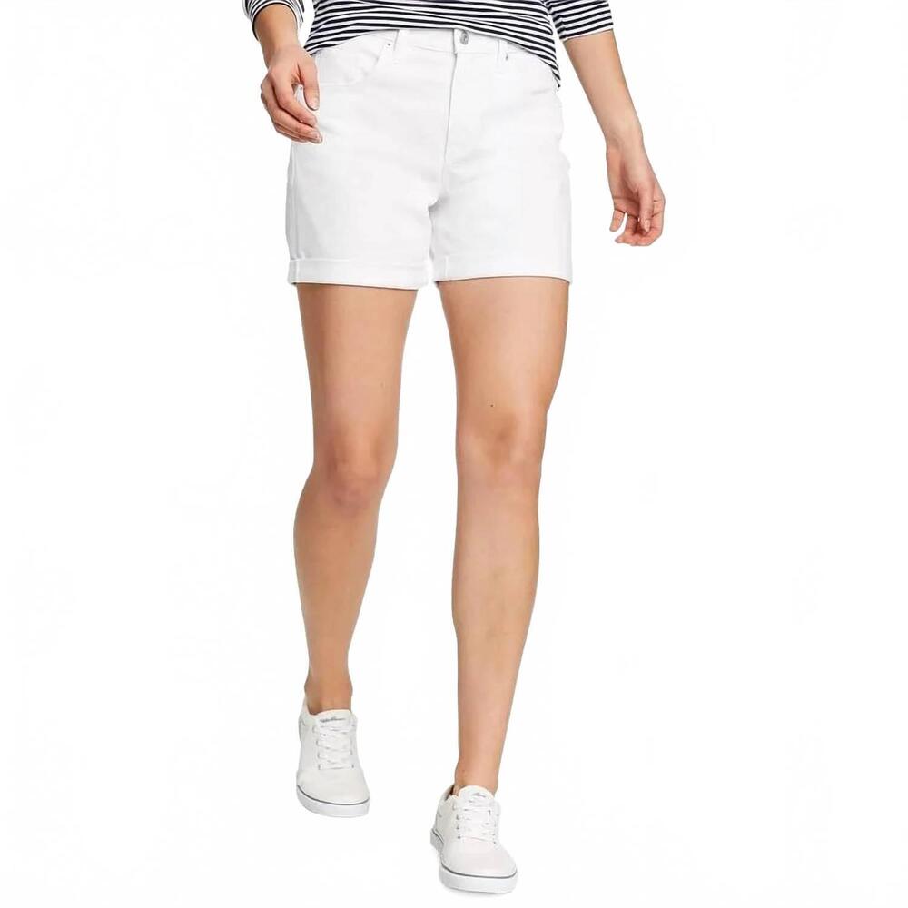 NEW EDDIE BAUER boyfriend rolled relaxed fit mid-rise shorts in white